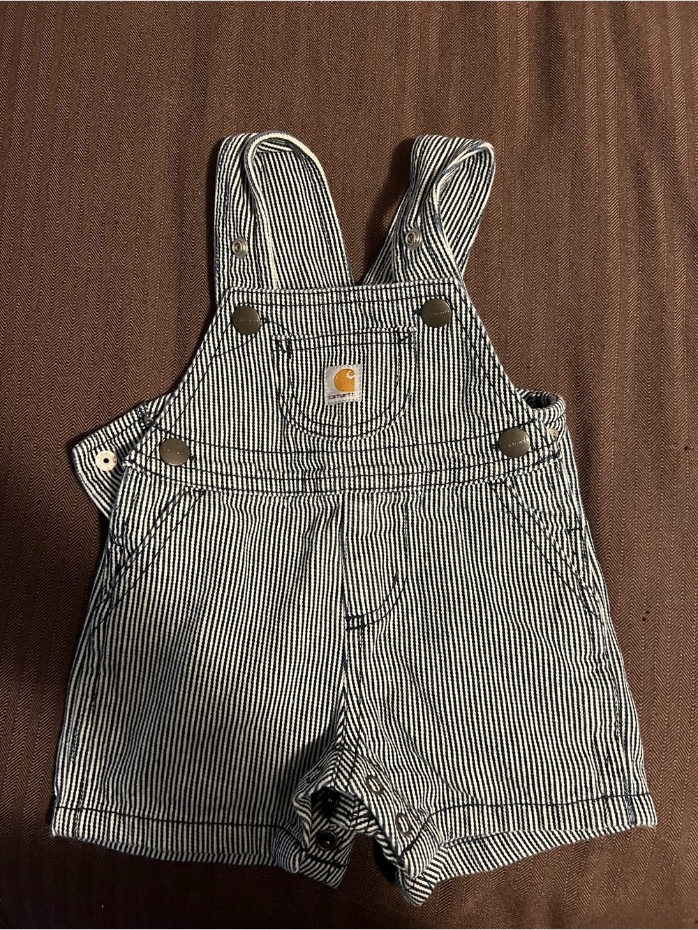 Carhartt Overalls Kids 3 months White Hickory Stripe Bib Unisex Playwear Denim
